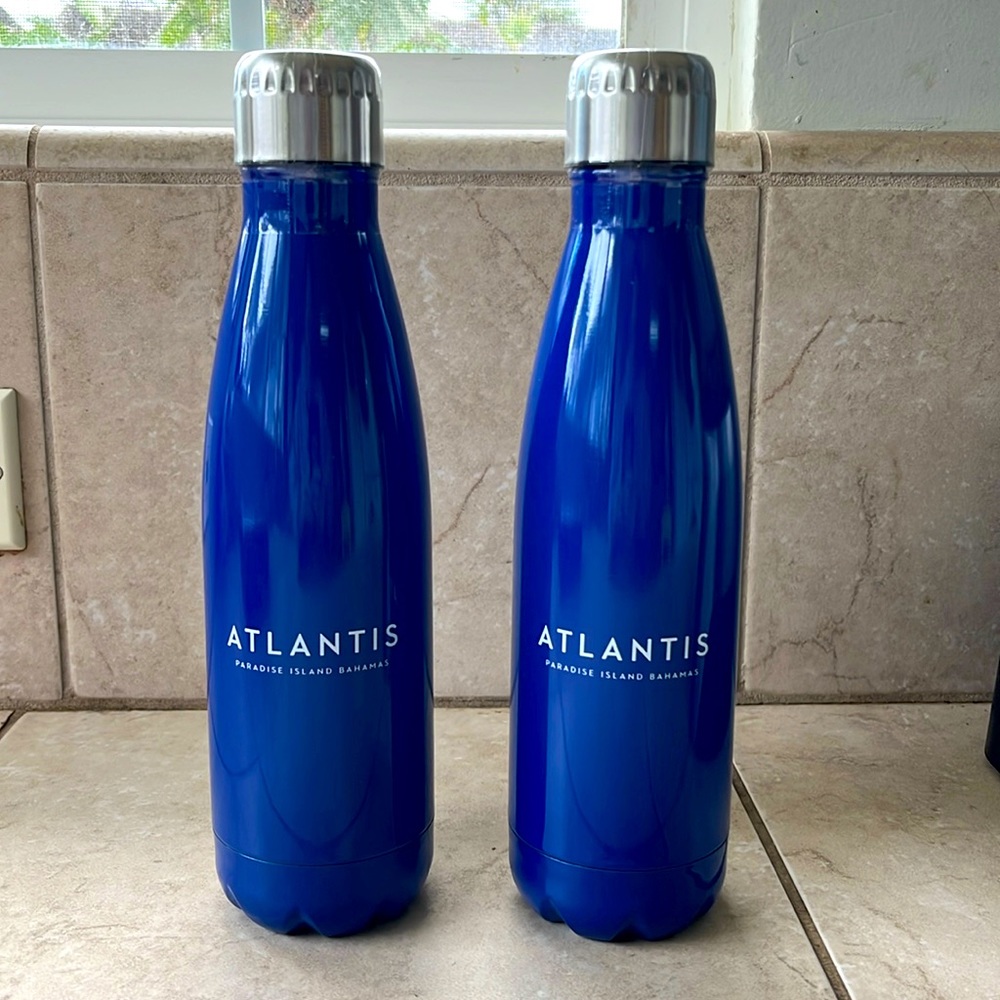 2 Brand New/Factory Sealed Atlantis Project Blue Stainless Steel Water Bottles